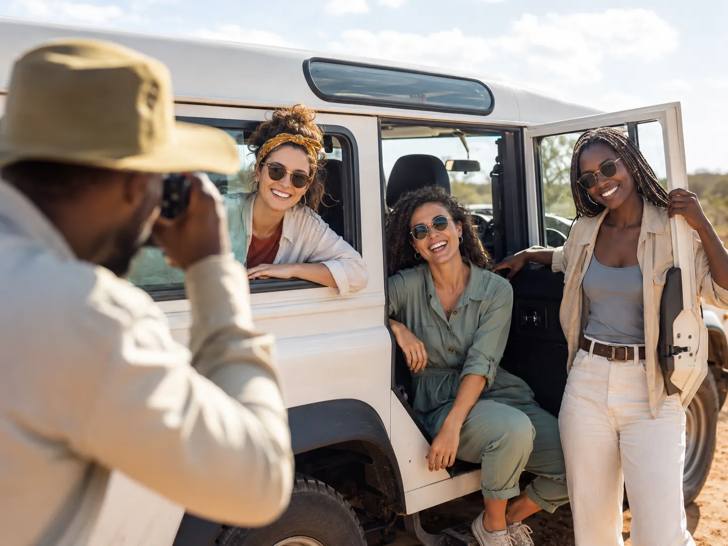 Travellers on a group joining safari in Kenya