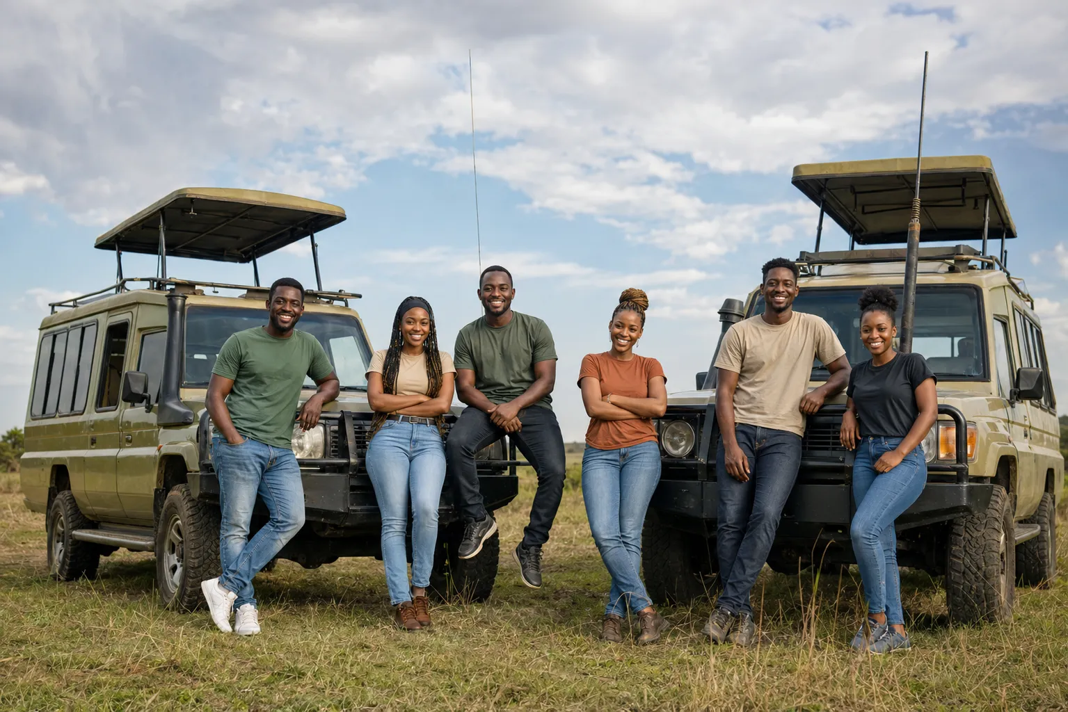 Students on an educational school safari in Kenya