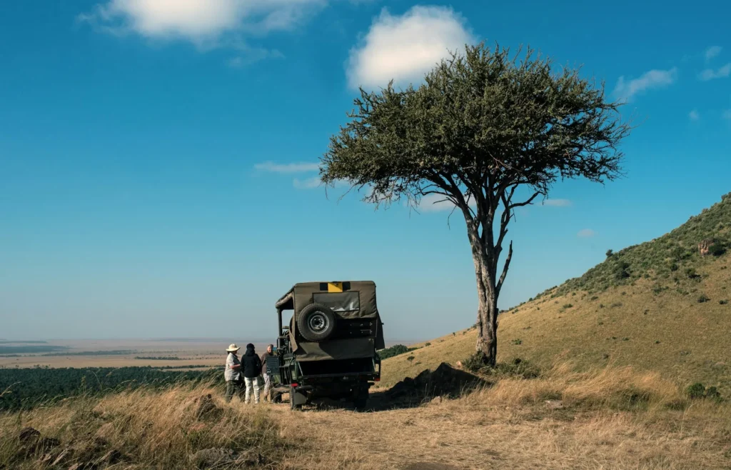 Safari vehicle travelling through the landscape